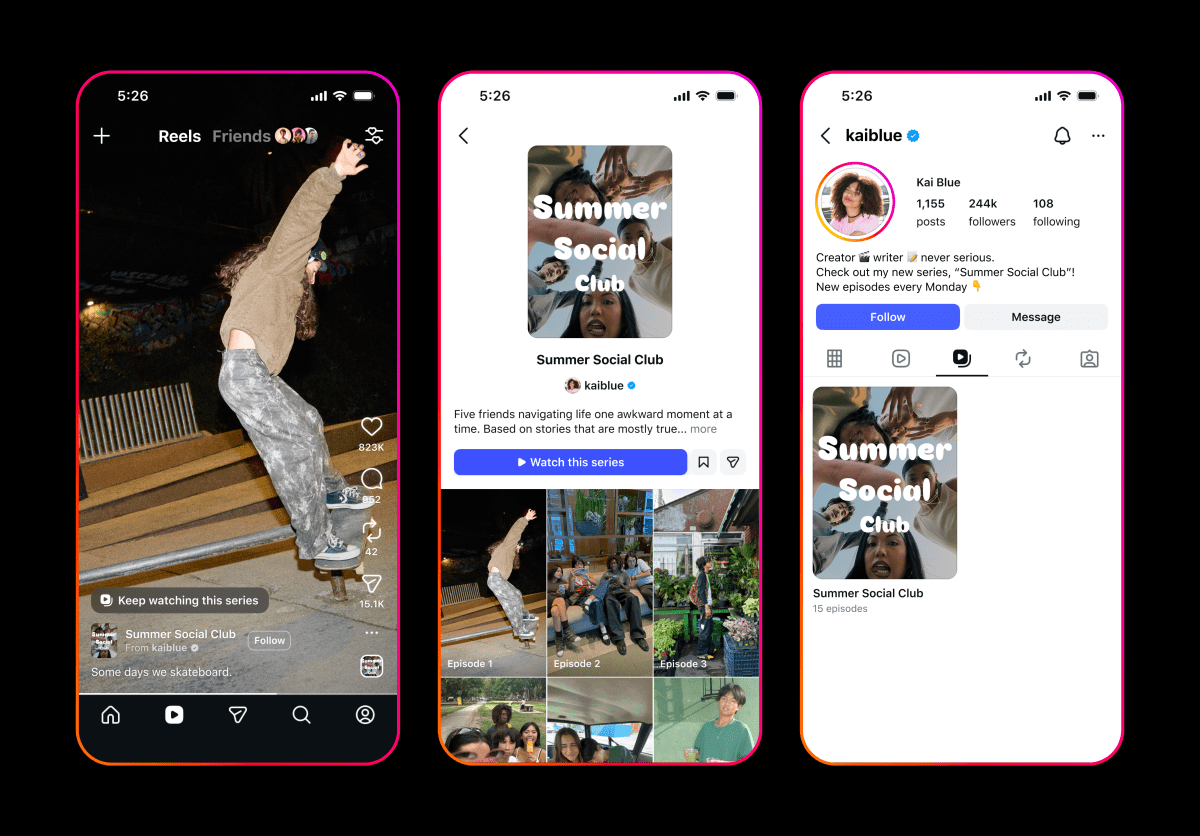 Meta tests ‘Series’ for episodic Reels on Instagram and Facebook | TechCrunch